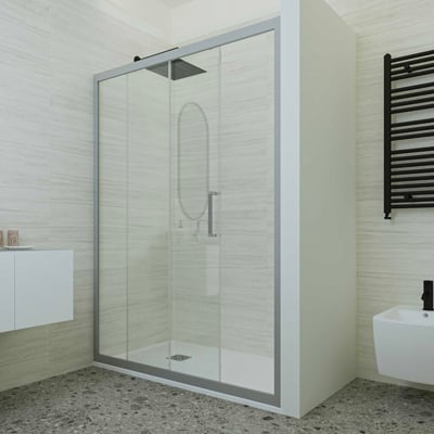 PORTA DOCCIA A 1 ANTA FISSA E 1 SCORREVOLE ZETA SILVER
