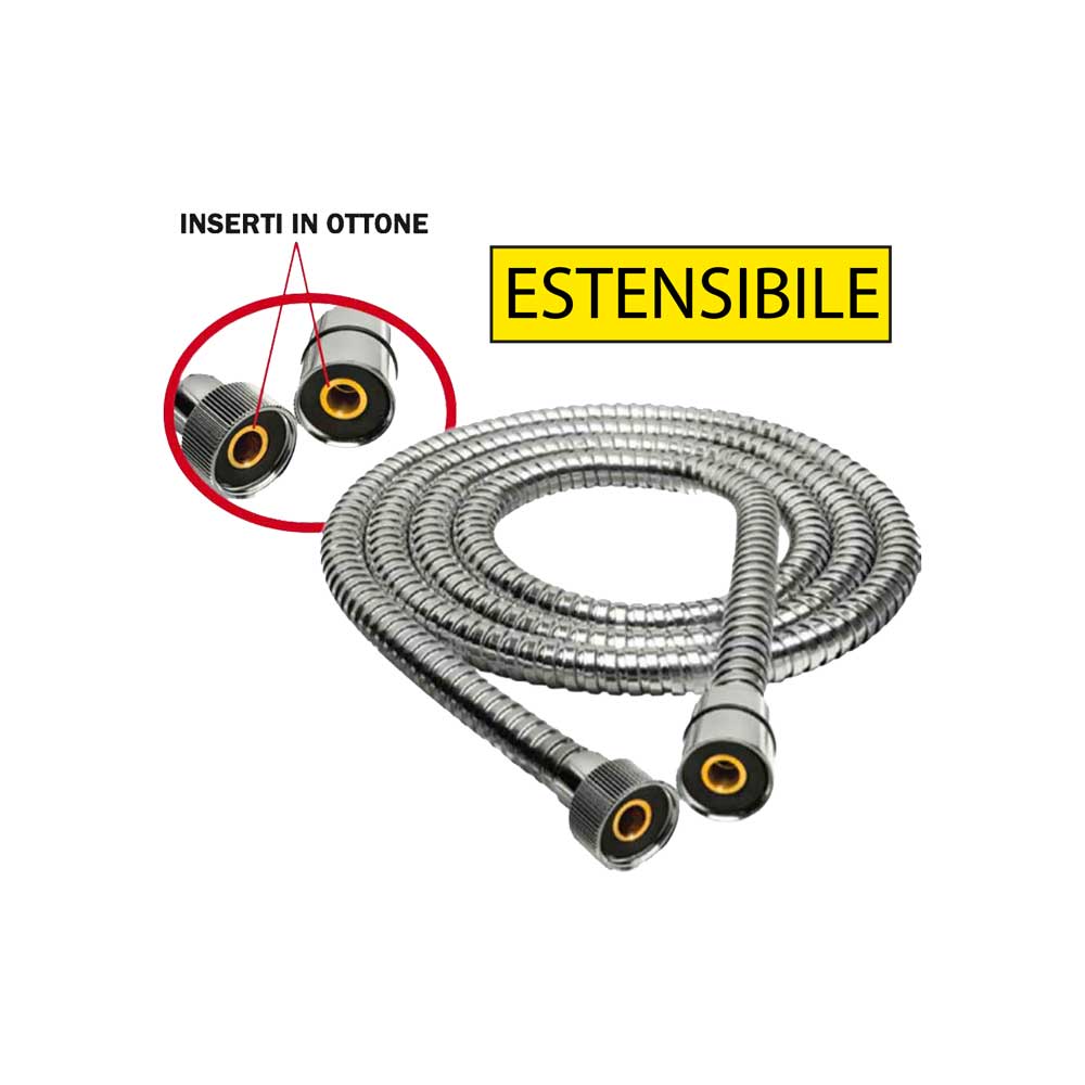 FLESSIBILE DOCCIA CONICO ESTENSIBILE IN ACCIAIO CROMATO
