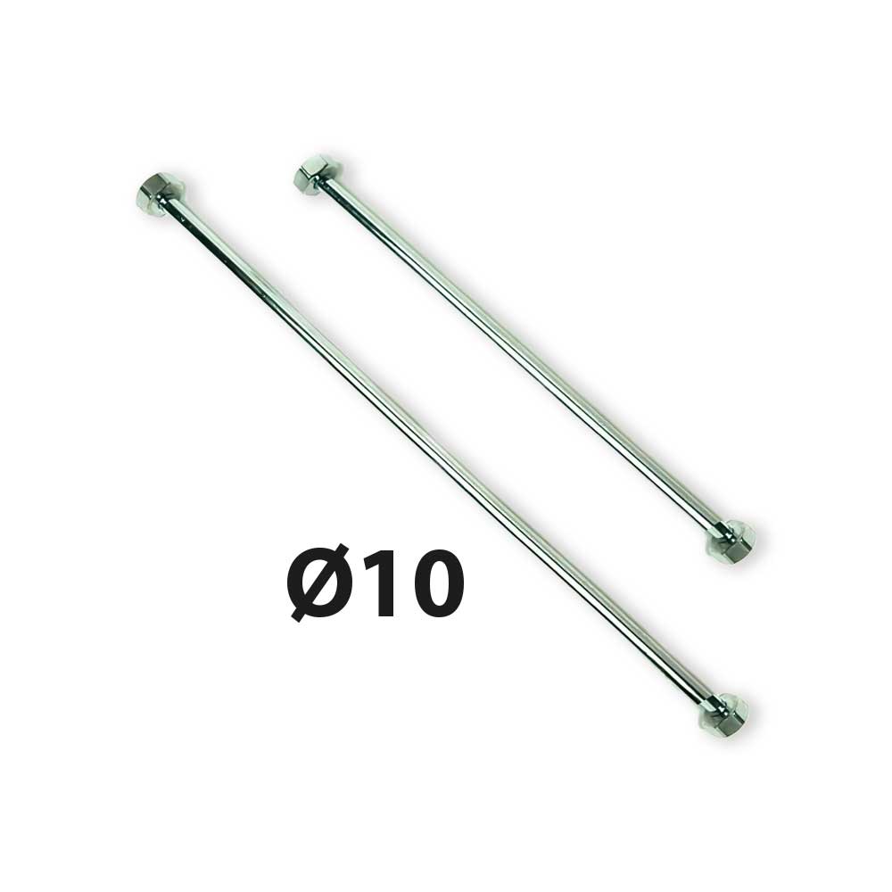 TUBETTO RAME CROMATO Ø10 CON 2 CARTELLE E 2 CALOTTE F 1/2