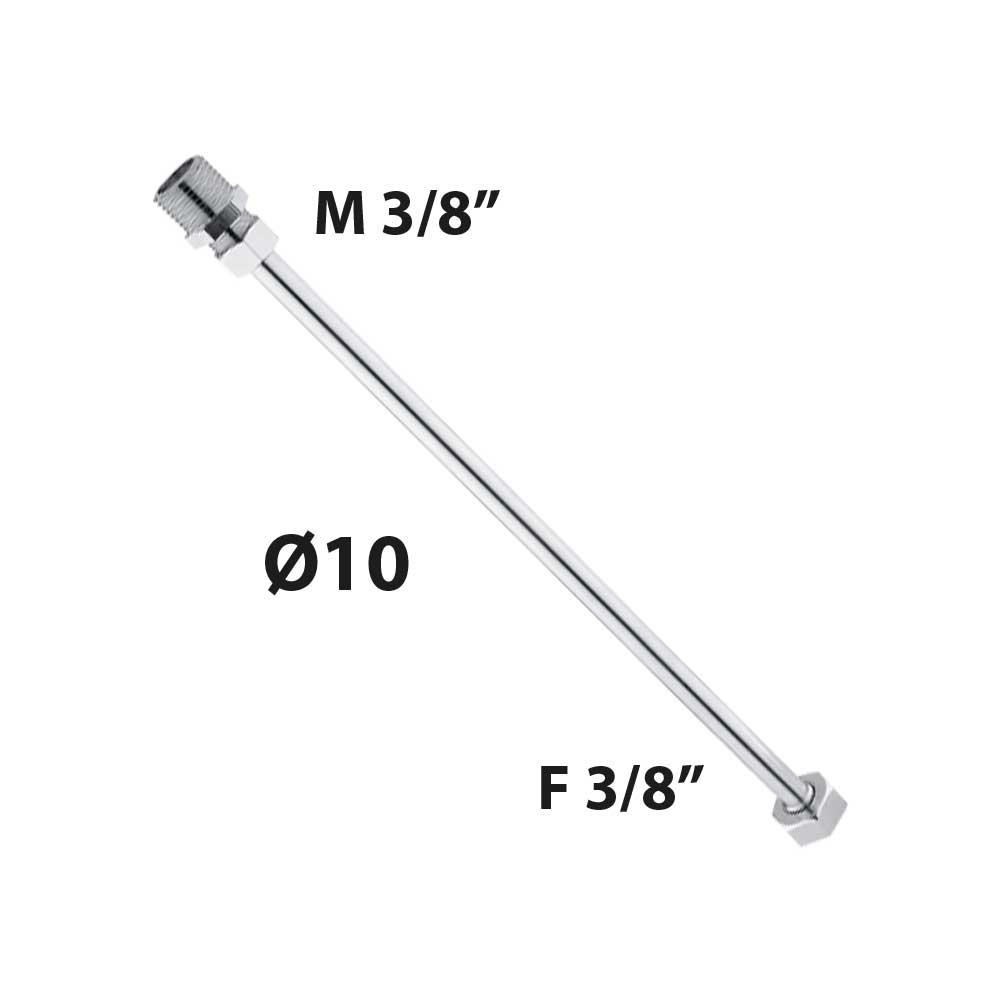 TUBETTO RAME CROMATO Ø10 CON CARTELLA + NIPLES M3/8 + CALOTTA F3/8
