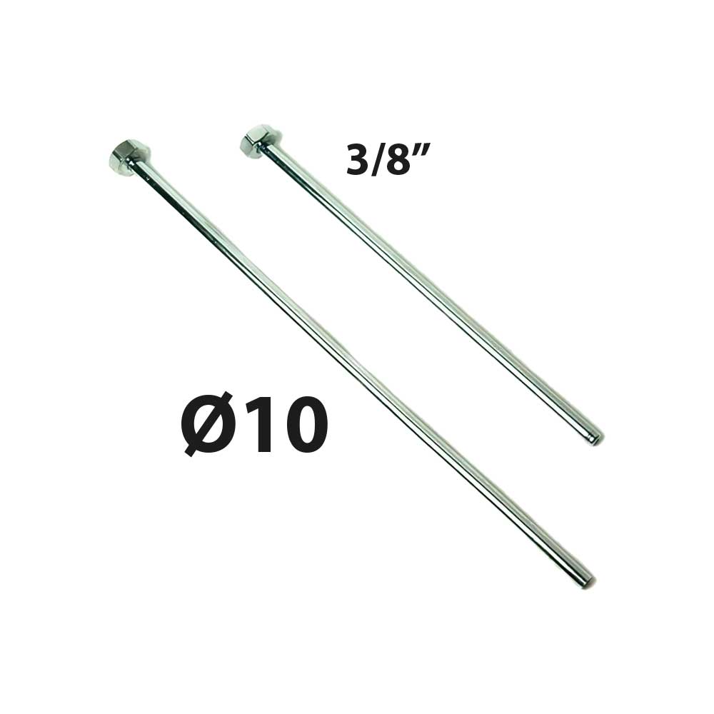TUBETTO RAME CROMATO Ø10 CON CARTELLA E CALOTTA F 3/8