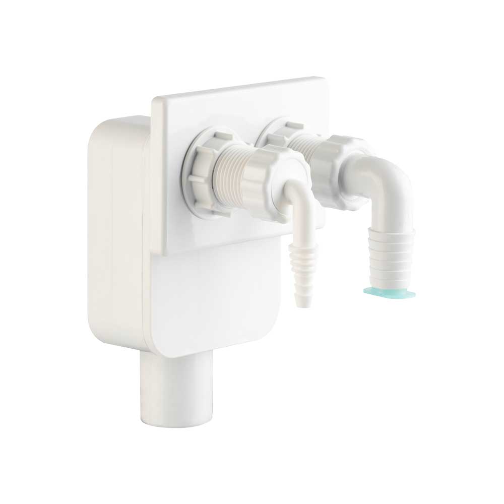 SIFONE INCASSO CON DOPPIO ATTACCO LAVATRICE + ASCIUGATRICE OMP