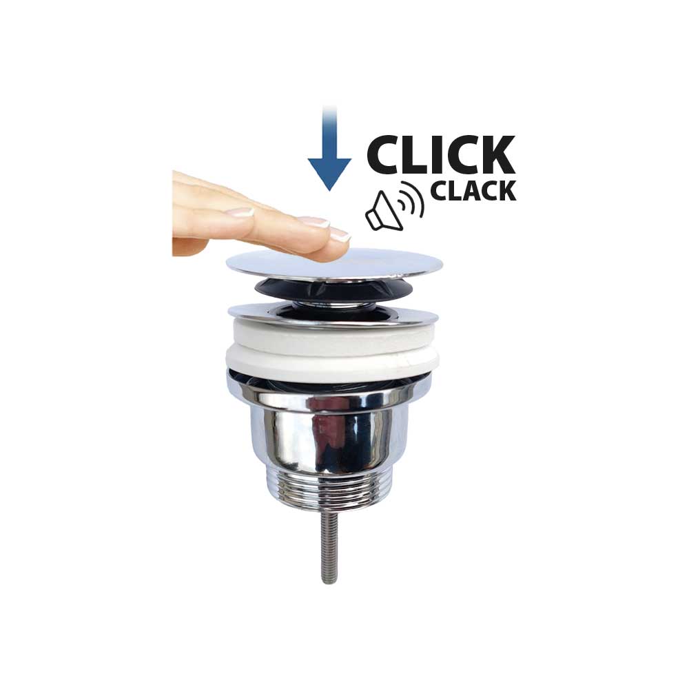 Piletta Click-Clack Tonda Per Lavabo Cromo Spazzolato