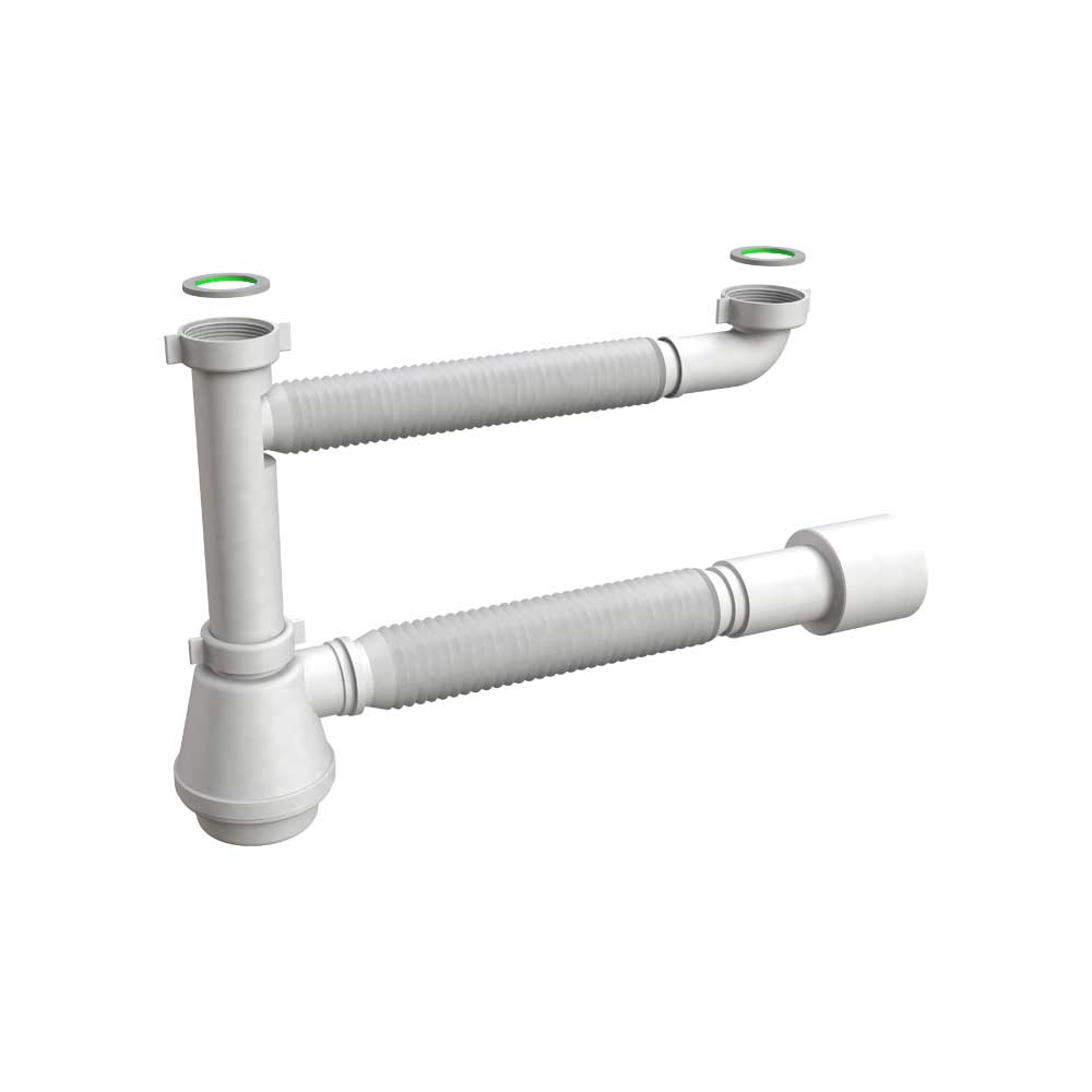 SIFONE FLESSIBILE PER LAVELLO A 2 VIE FLEXYBON