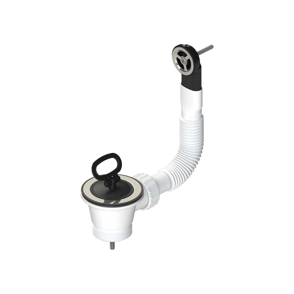 Piletta Per Lavello Inox Con Troppieno Rotondo E Tappo A Maniglia