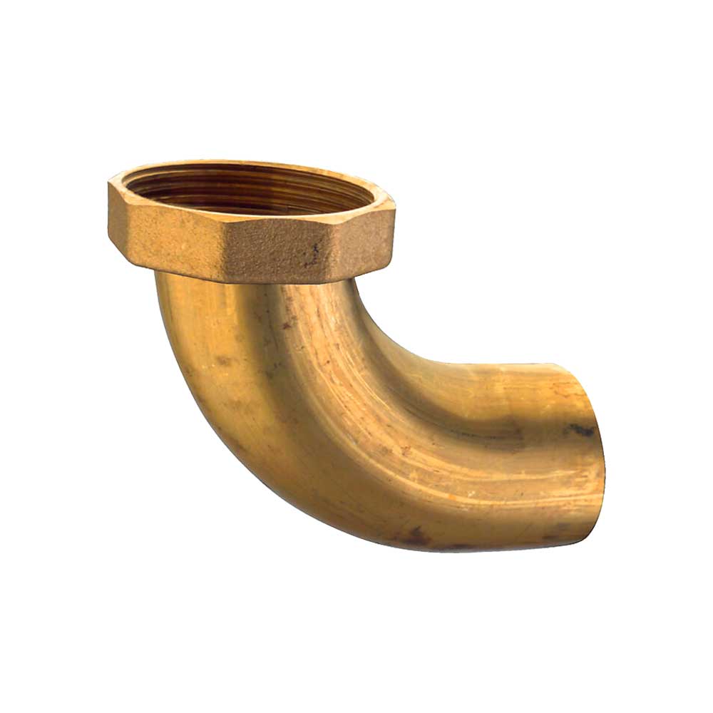 CODOLO CURVO IN OTTONE CON DADO E GUARNIZIONE