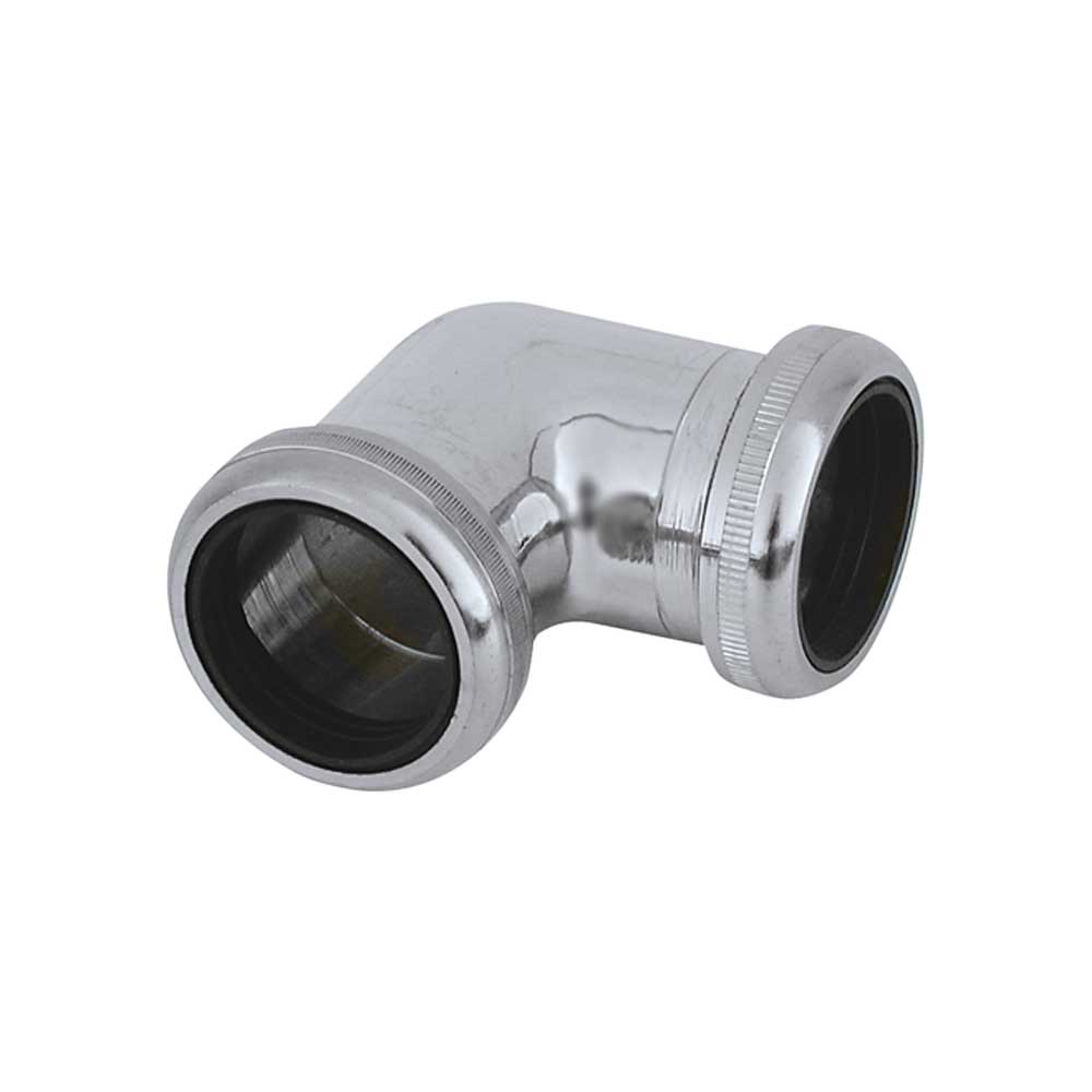 RACCORDO PER CANOTTI M/M 90° IN OTTONE CROMATO + 2 GHIERE