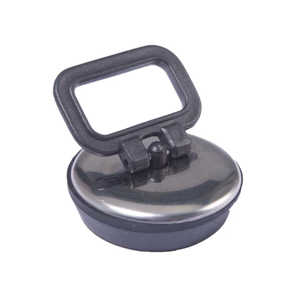 TAPPO IN GOMMA CON MANIGLIA E PLACCA INOX