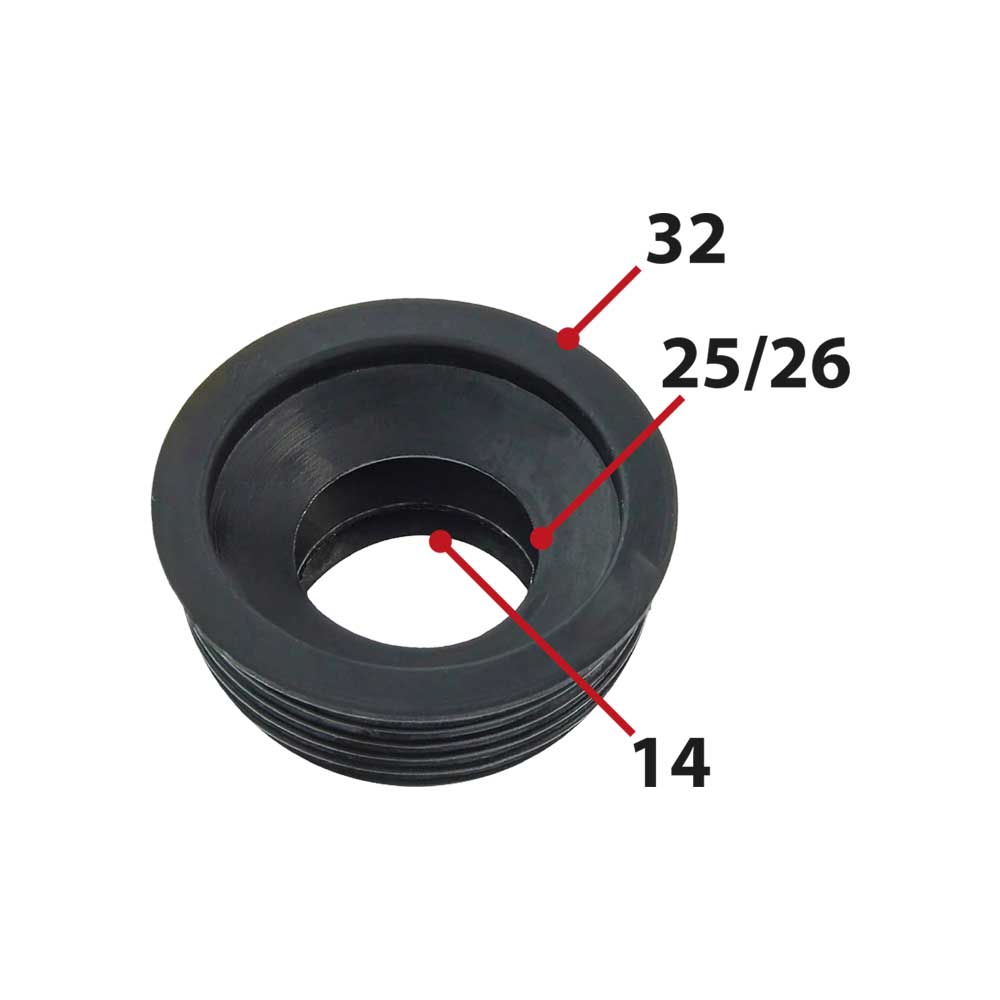 MORSETTO PER CURVE TECNICHE Ø 32 IN GOMMA NERA