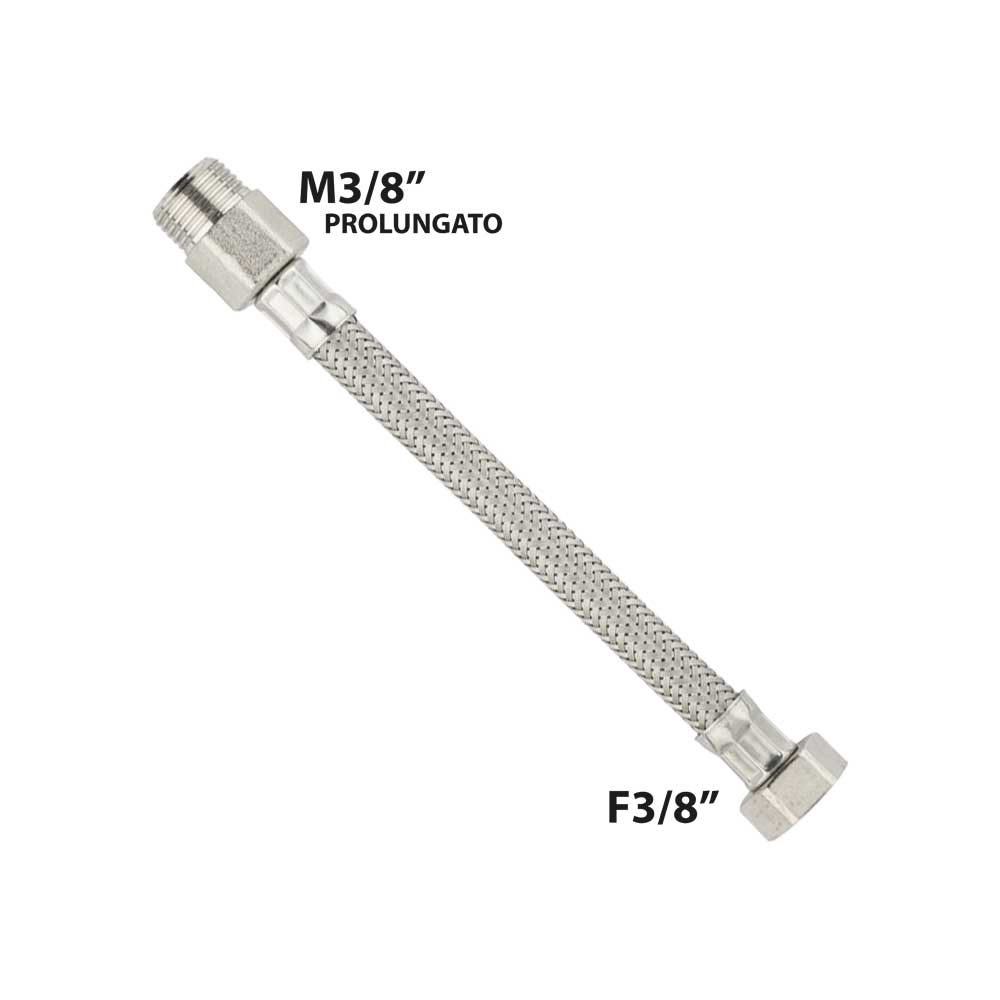 FLESSIBILE IN ACCIAIO INOX M3/8 PROLUNGATO X F3/8