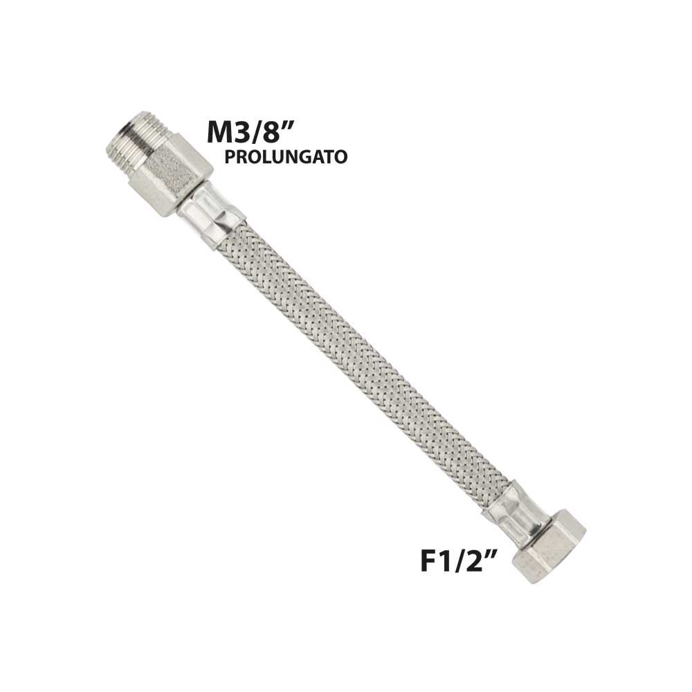 FLESSIBILE IN ACCIAIO INOX M3/8 PROLUNGATO X F1/2