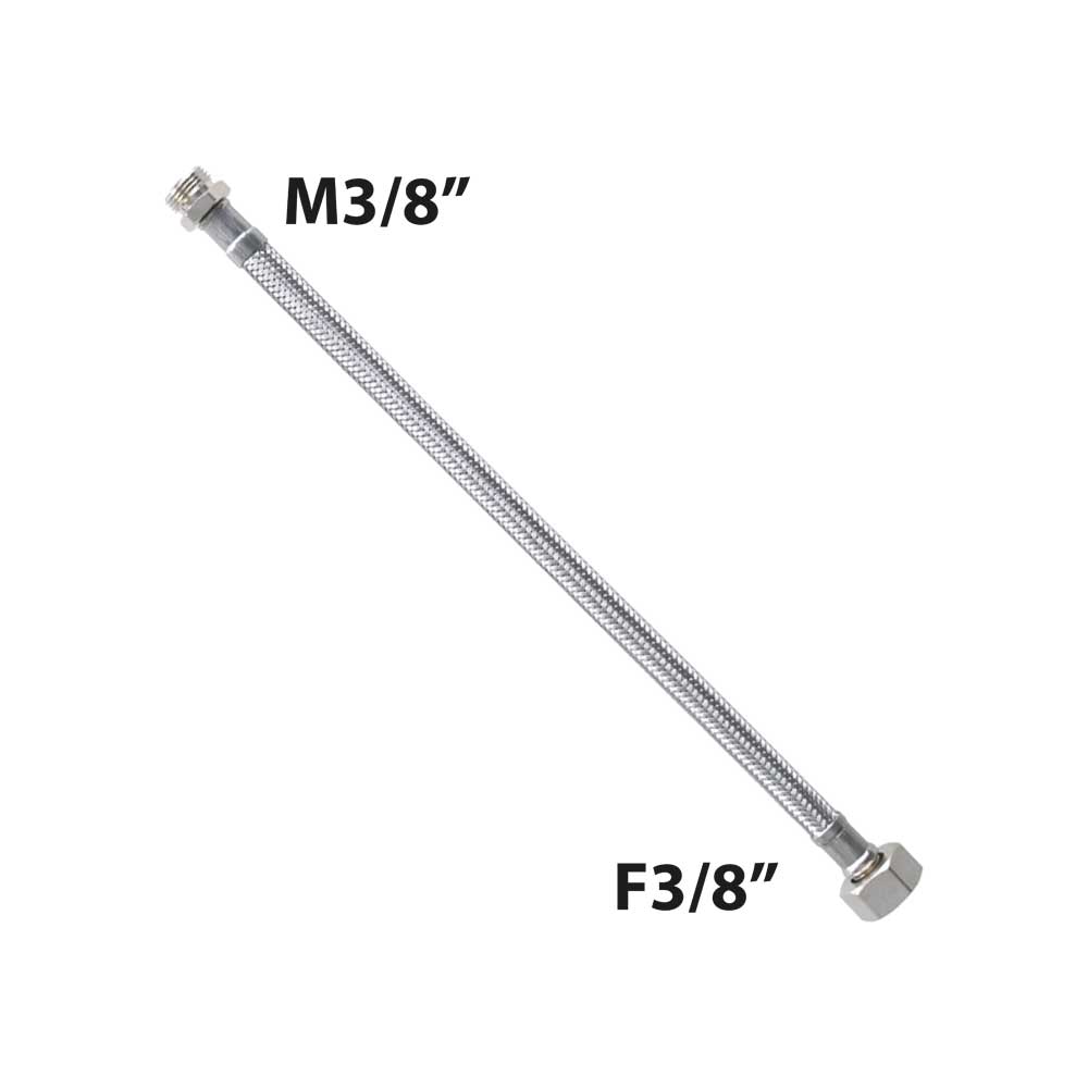 FLESSIBILE IN ACCIAIO INOX M3/8 x F3/8 GIR. FLEXCORE