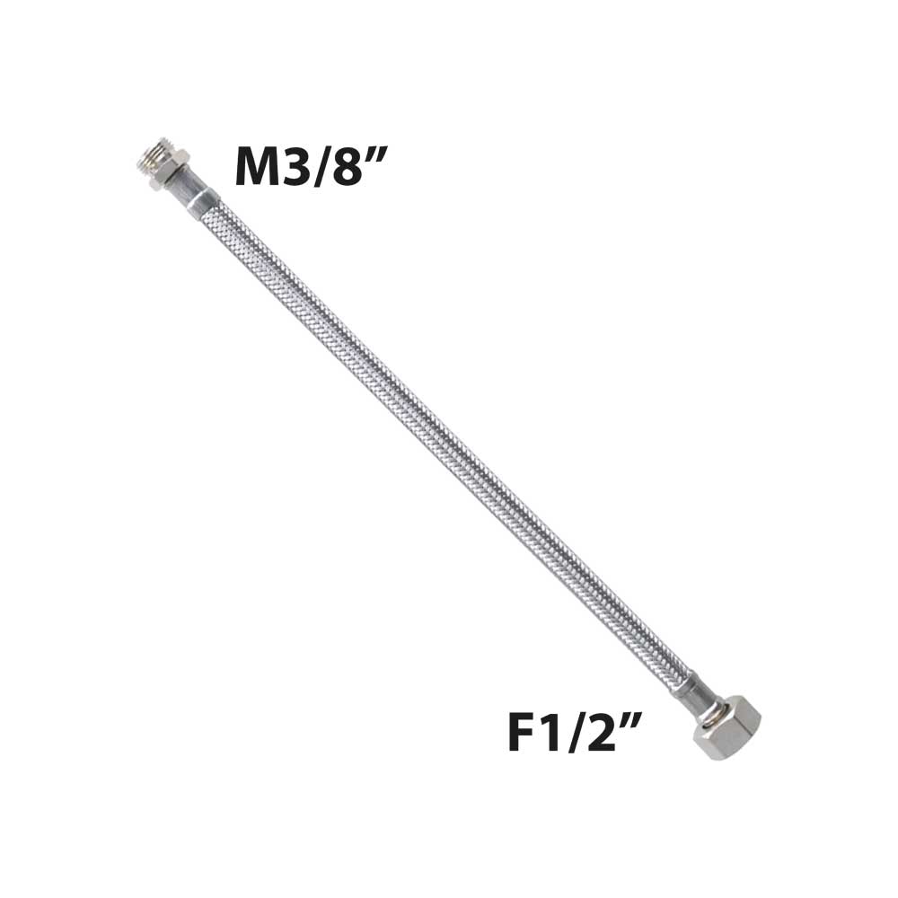FLESSIBILE IN ACCIAIO INOX M3/8 x F1/2 GIR. FLEXCORE