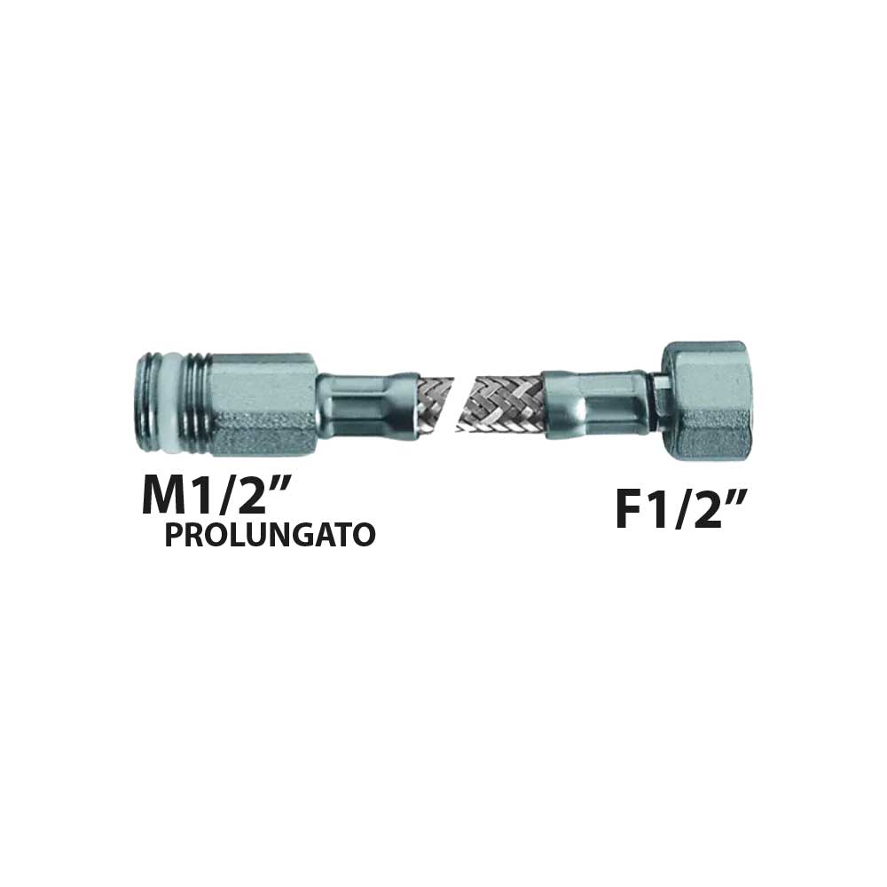 FLESSIBILE IN ACCIAIO INOX M1/2 PROLUNGATO x F1/2 GIR. FLEXCORE
