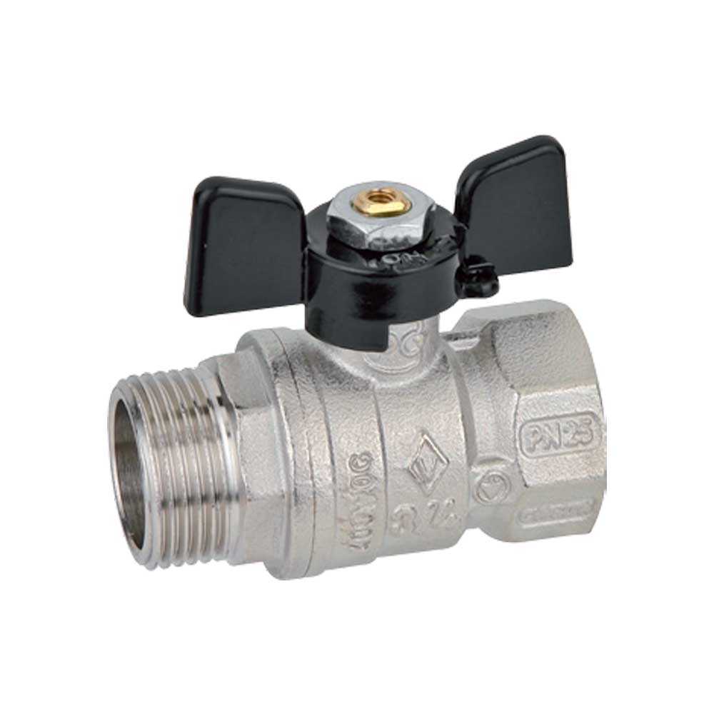 VALVOLA A SFERA PASSAGGIO STANDARD M/F CON FARFALLA ALLUMINIO BUGATTI