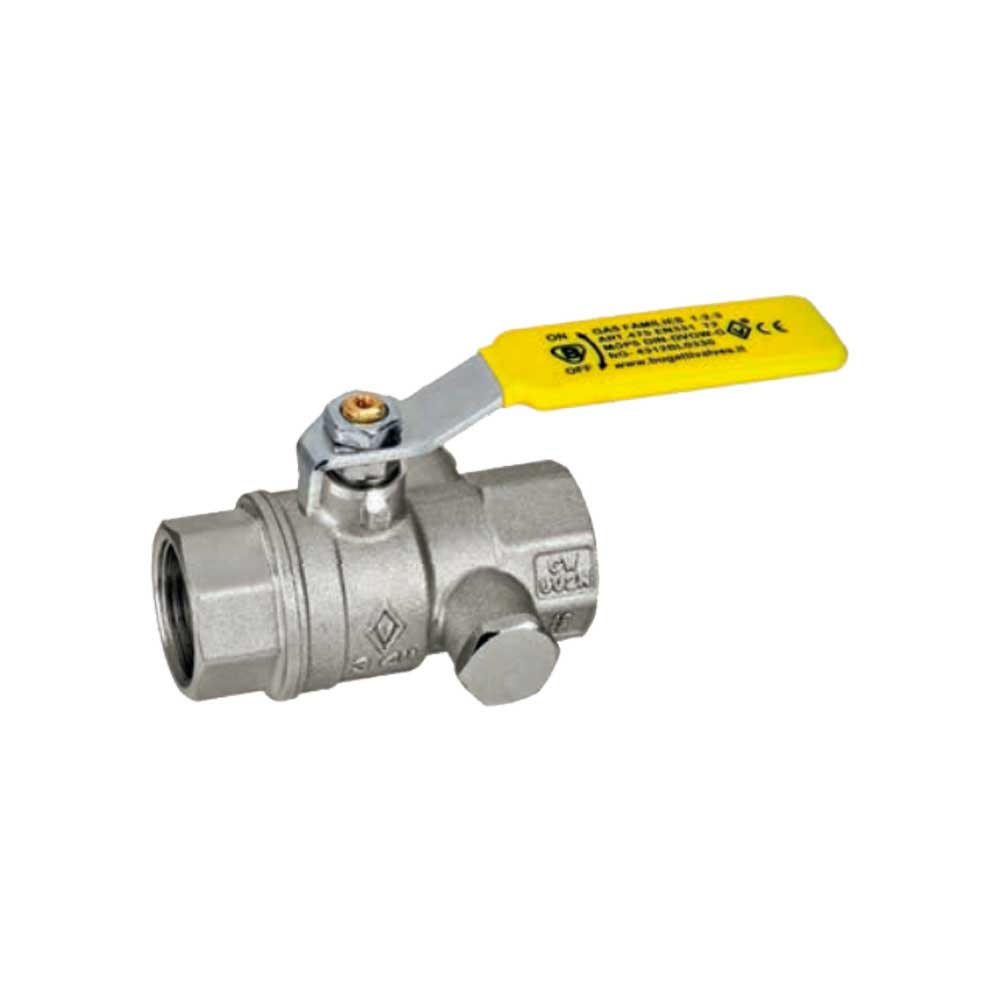 VALVOLA A SFERA GAS F/F CON PRESA DI PRESSIONE E LEVA IN ACCIAIO BUGATTI