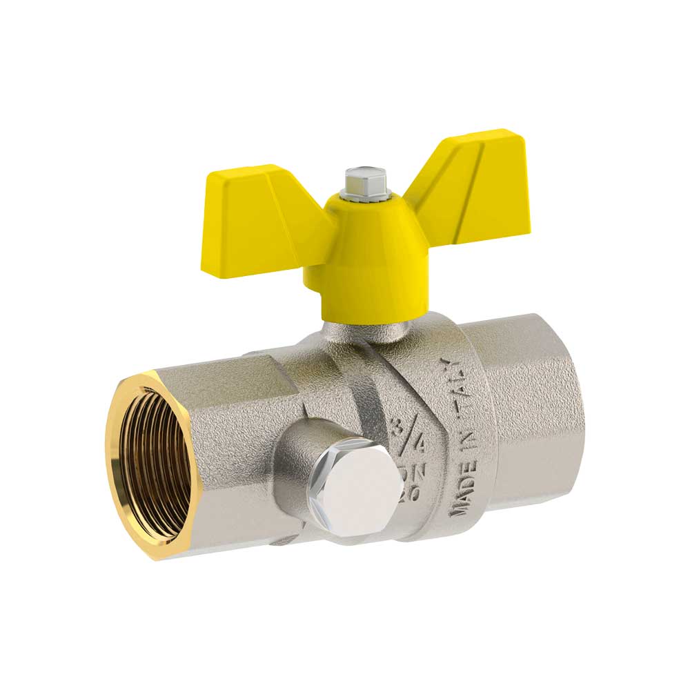 VALVOLA A SFERA GAS F/F CON PRESA DI PRESSIONE E FARFALLA IN ALLUMINIO FIV