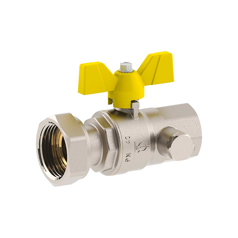 VALVOLA A SFERA GAS F/F CON PRESA PRESSIONE DADO GIR. E FARFALLA IN ALLUMINIO FIV