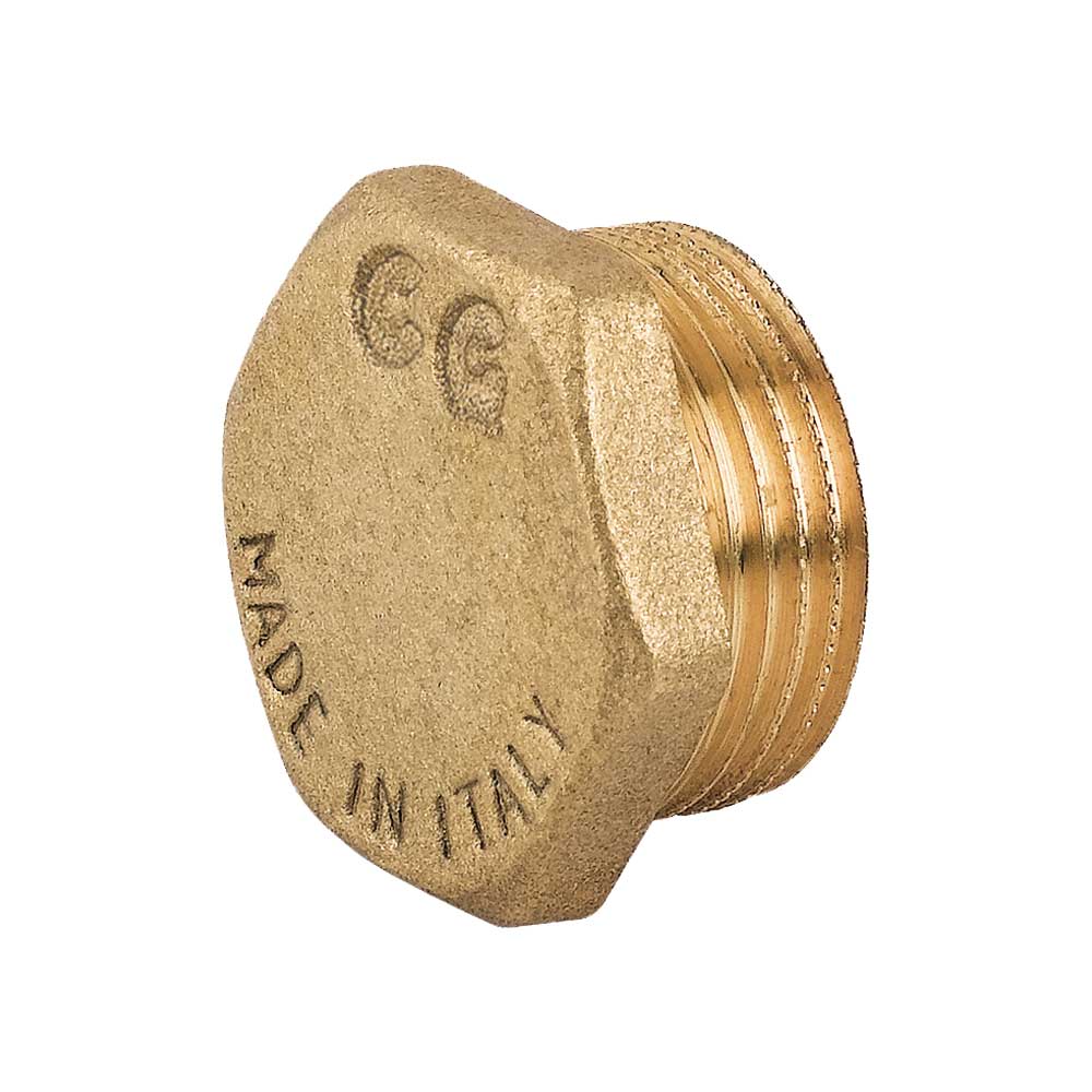 TAPPO MASCHIO ESAGONALE IN OTTONE GIALLO