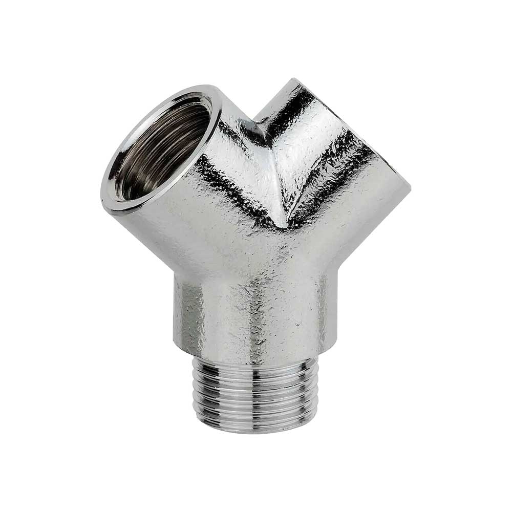 RACCORDO A 3 VIE IN OTTONE CROMATO