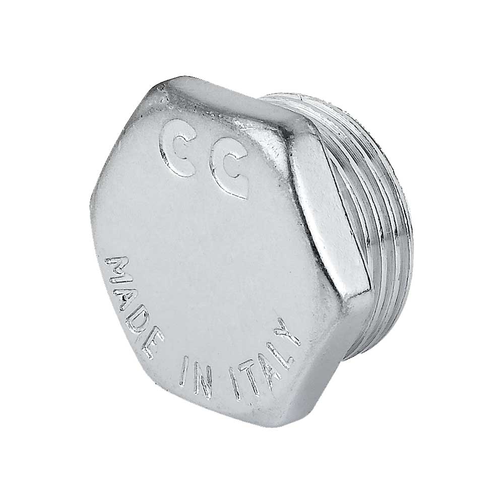 TAPPO MASCHIO ESAGONALE IN OTTONE CROMATO