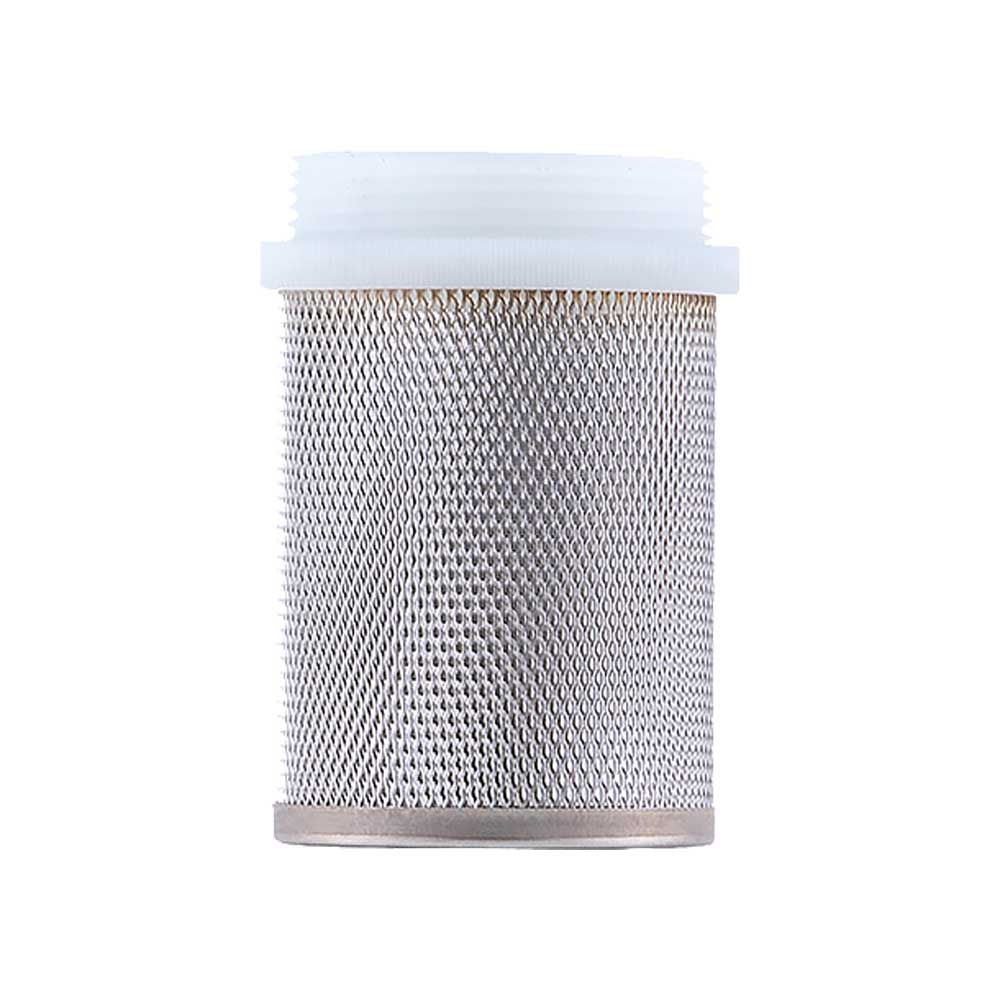 FILTRO IN ACCIAIO INOX CON RACCORDO MASCHIO IN NYLON PER VALVOLA DI RITEGNO