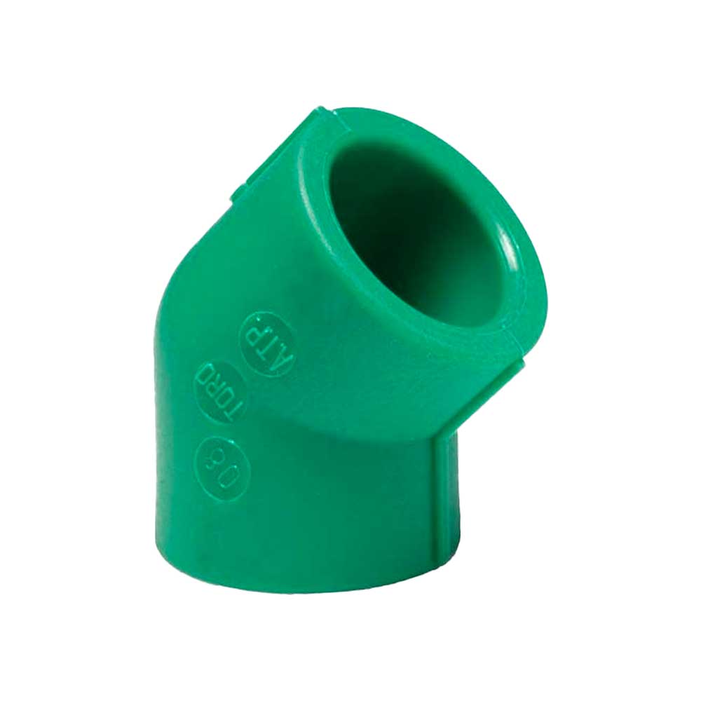 GOMITO A 45° FEMMINA/FEMMINA IN PPR VERDE PN25