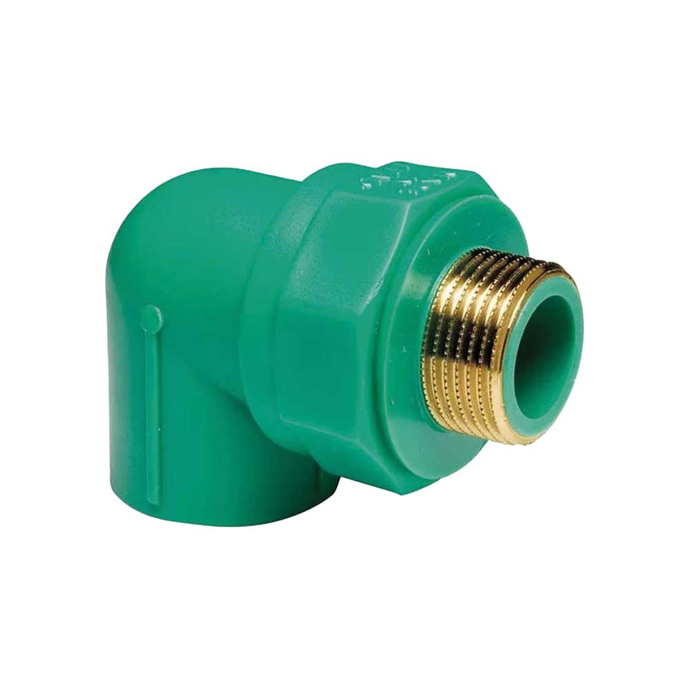 GOMITO A 90° FILETTATO MASCHIO IN PPR VERDE PN25