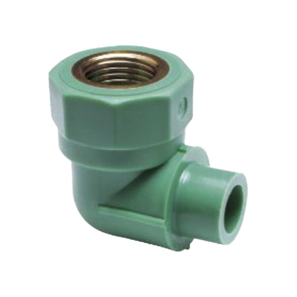 GOMITO A 90° MASCHIO LISCIO/FEMMINA FILETTATO IN PPR VERDE PN25