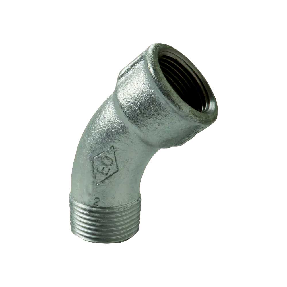 CURVA A 45° MASCHIO/FEMMINA IN GHISA ZINCATA