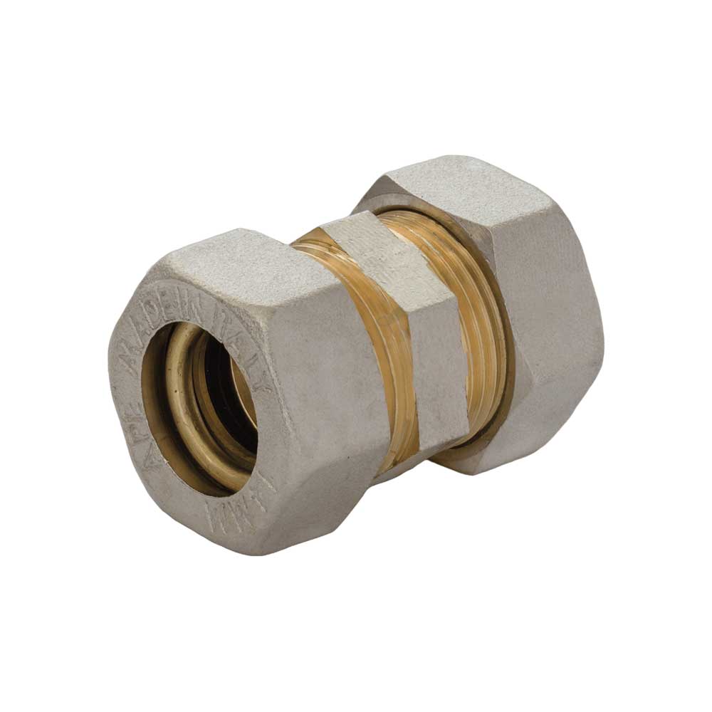 RACCORDO DIRITTO DOPPIO A COMPRESSIONE O-RING PER TUBO RAME APE
