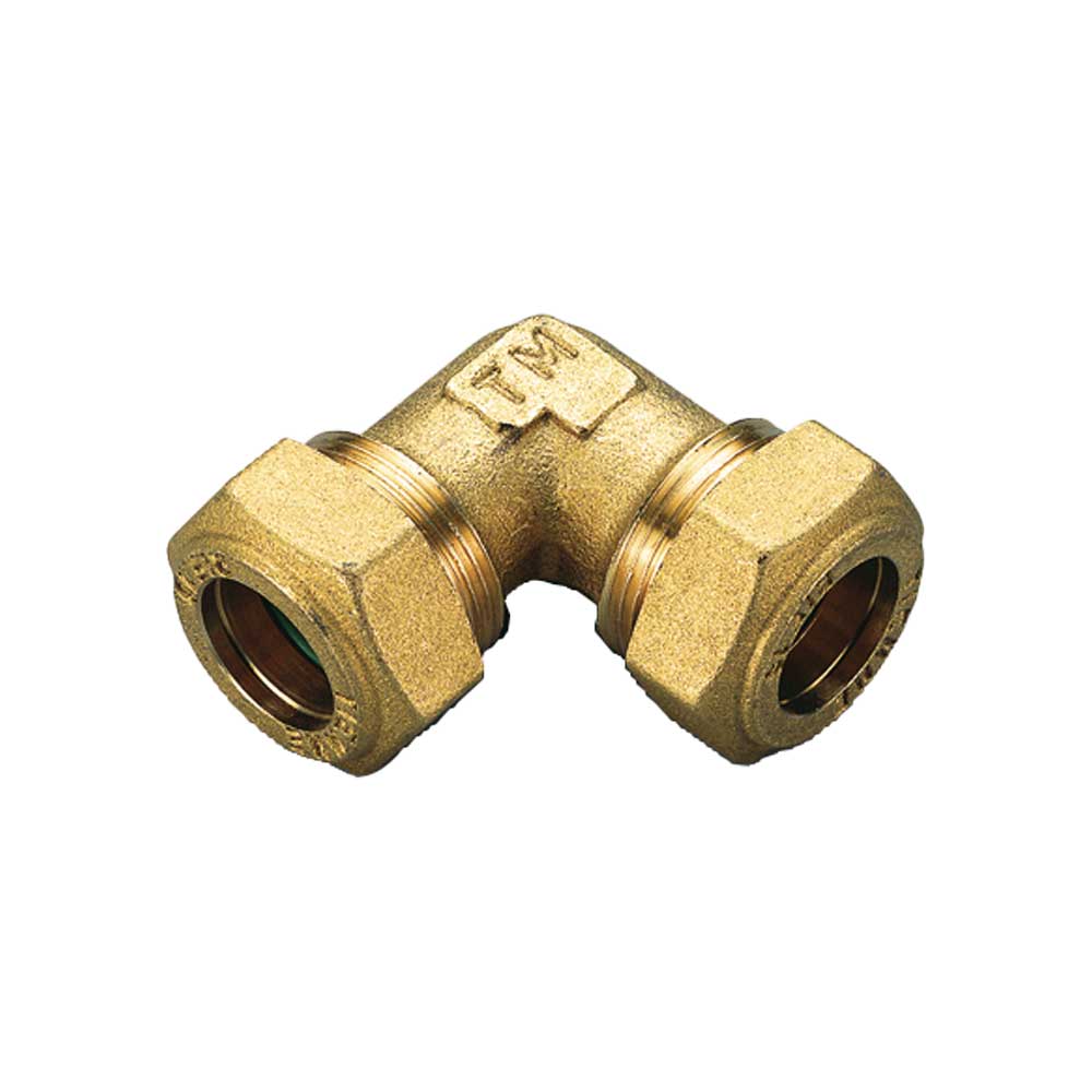 RACCORDO CURVO DOPPIO A COMPRESSIONE CON O-RING GIALLO PER GAS TIEMME