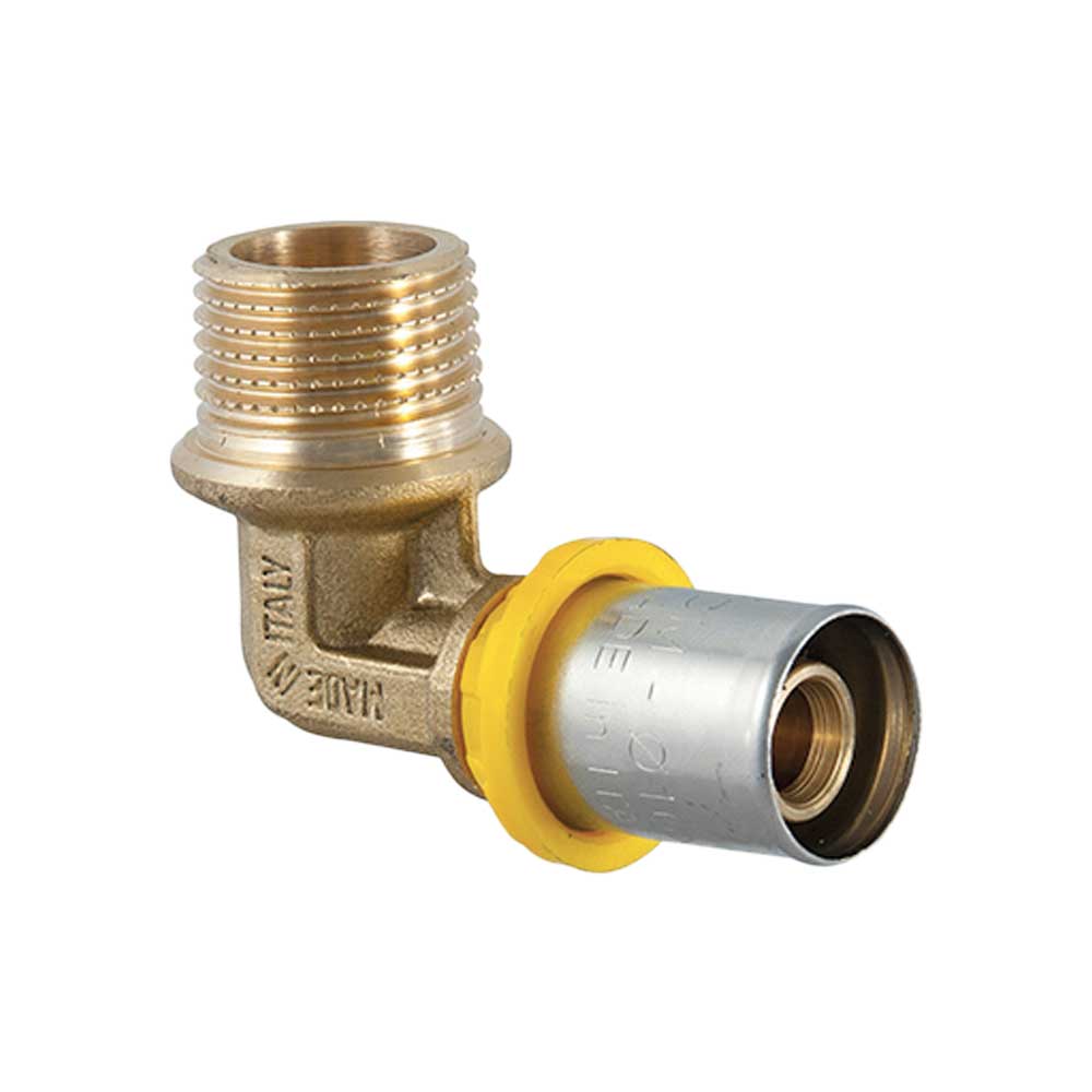 Raccordo Curvo Maschio A Pressare Per Tubo Multistrato Acqua E Gas Tdm