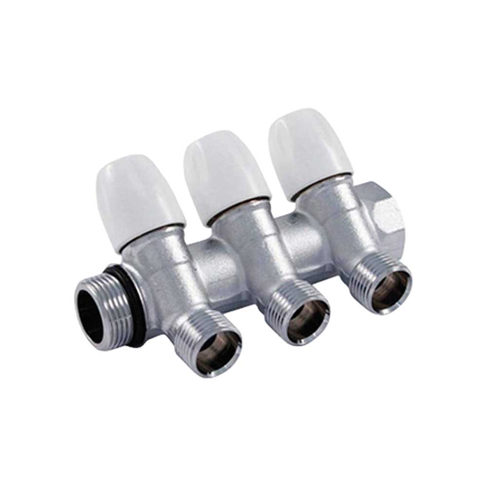 COLLETTORE INCLINATO MASCHIO/FEMMINA 3/4 CON RUBINETTI TIEMME
