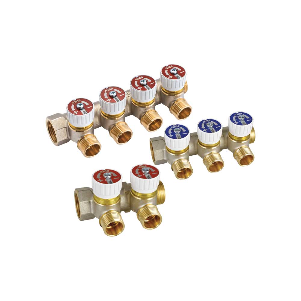 COLLETTORE LINEARE MASCHIO/FEMMINA 3/4 CON RUBINETTI MOD.227 ICMA