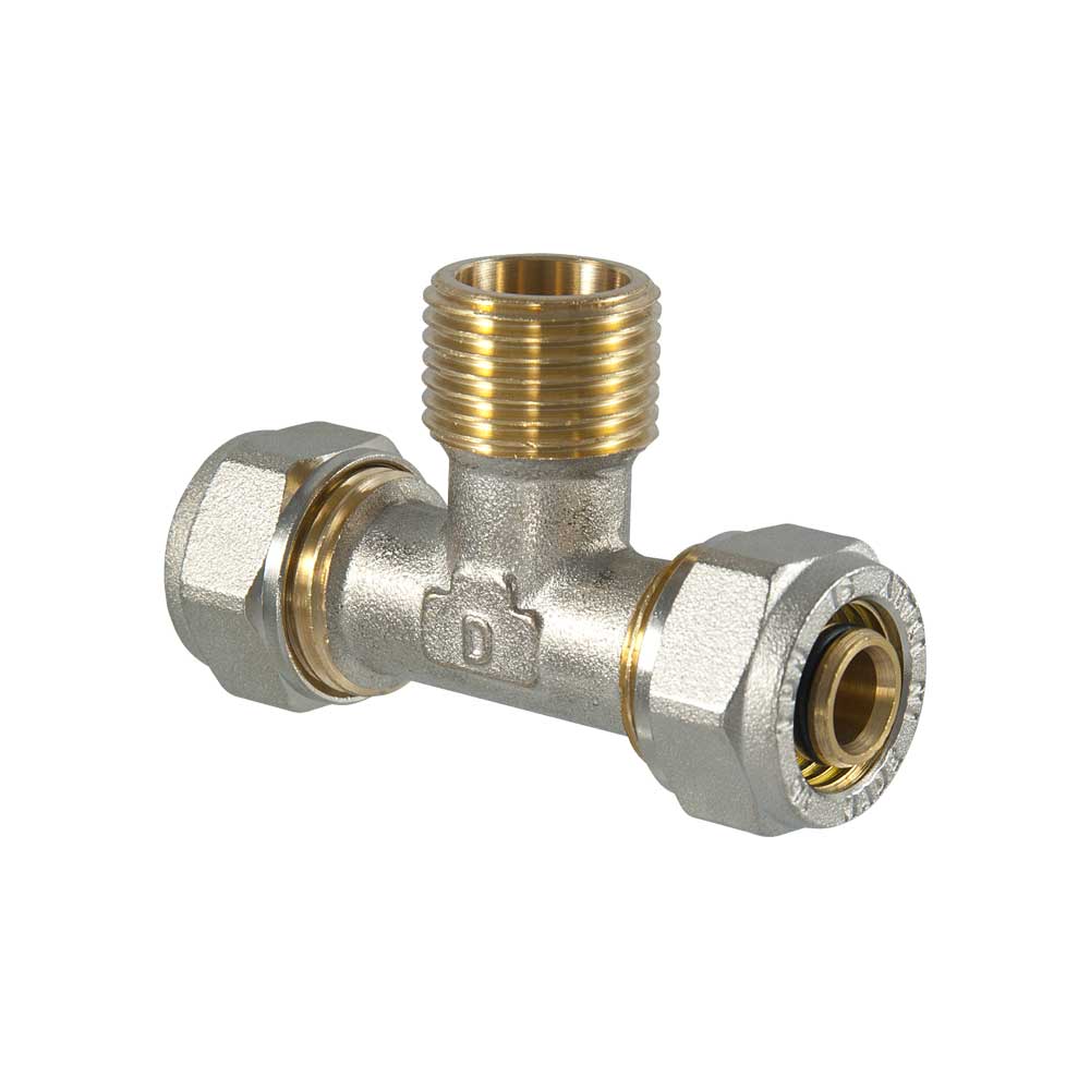 TEE MASCHIO A COMPRESSIONE PER TUBO MULTISTRATO TDM