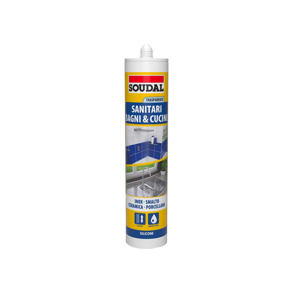 SILICONE ACETICO SANITARI BAGNI E CUCINE SOUDAL