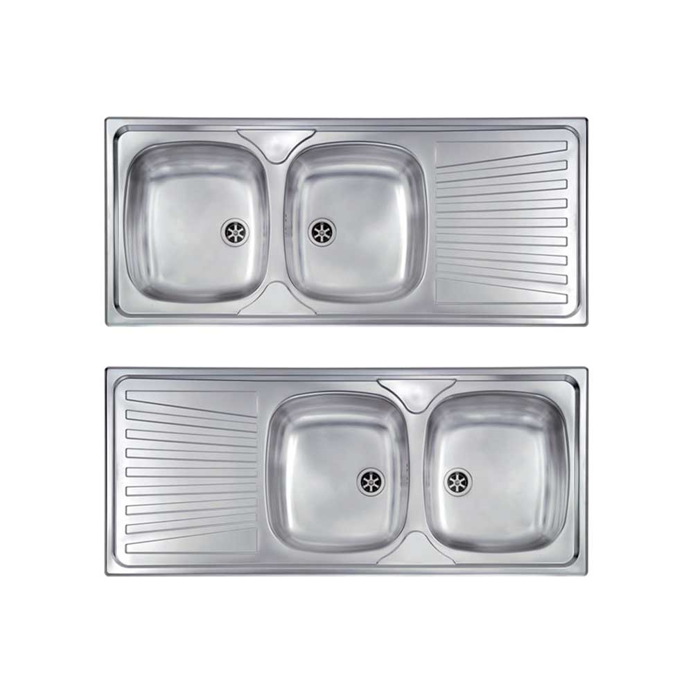 LAVELLO INOX AD INCASSO 2 VASCHE CON GOCCIOLATOIO MONDIAL