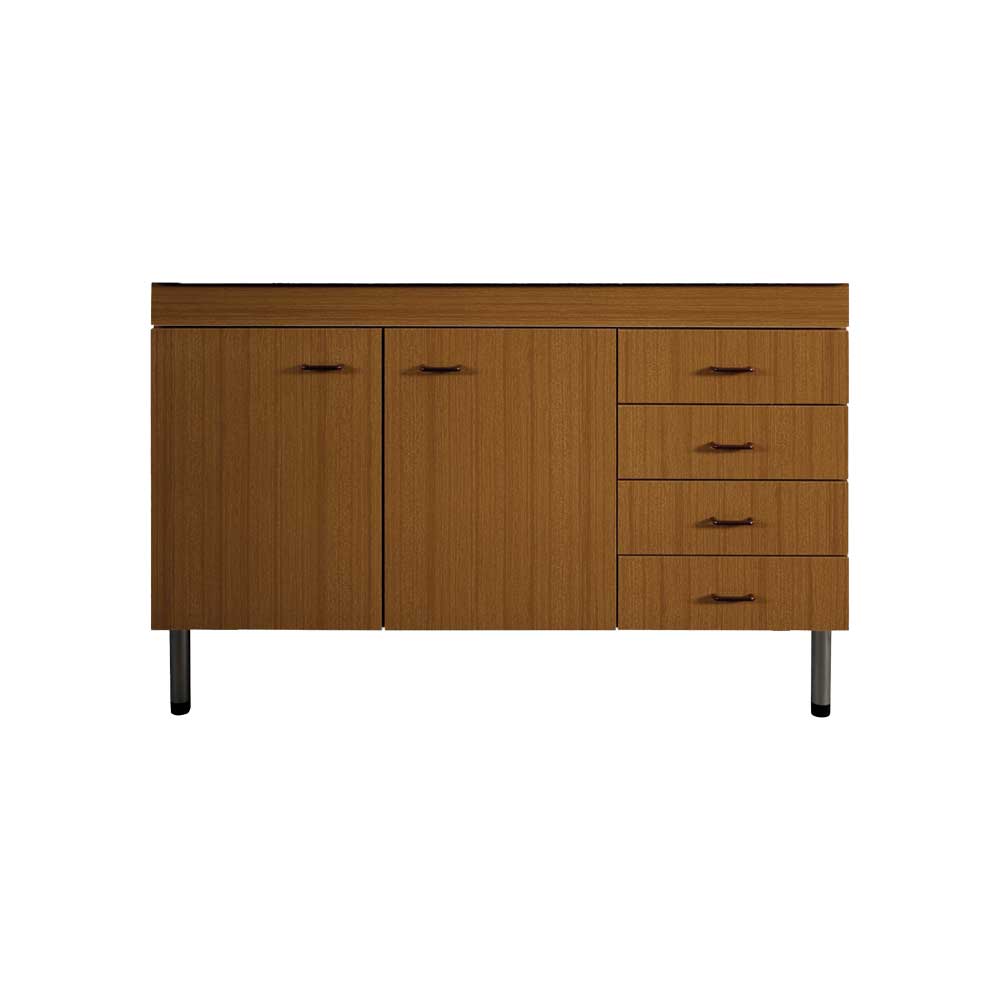 MOBILE SOTTOLAVELLO TEAK CON 4 CASSETTI PER LAVELLO INOX