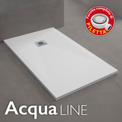 Piatto Doccia Rettangolare In Mineral Marmo Acqualine Bianco