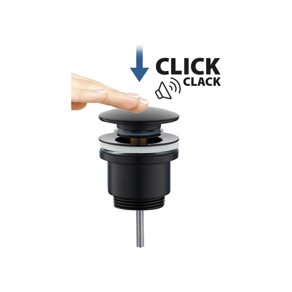 Piletta Click Clack Tonda Per Lavabo Nero Opaco