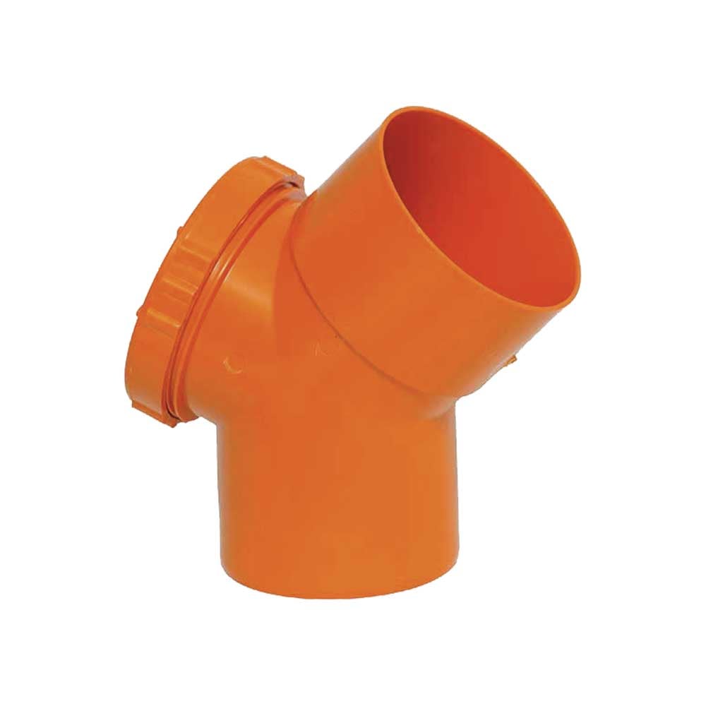 CURVA A 45° CON ISPEZIONE PVC ARANCIO