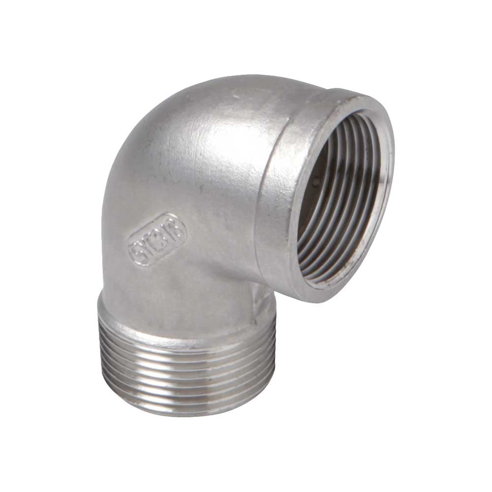 GOMITO A 90° FILETTATO MASCHIO/FEMMINA IN ACCIAIO INOX