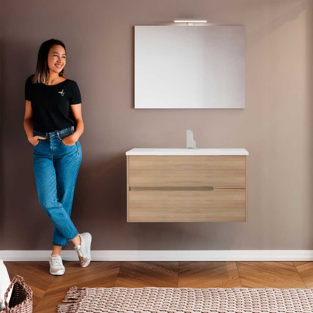 Composizione Mobile Da Bagno Marvis 02 Rovere Tabacco