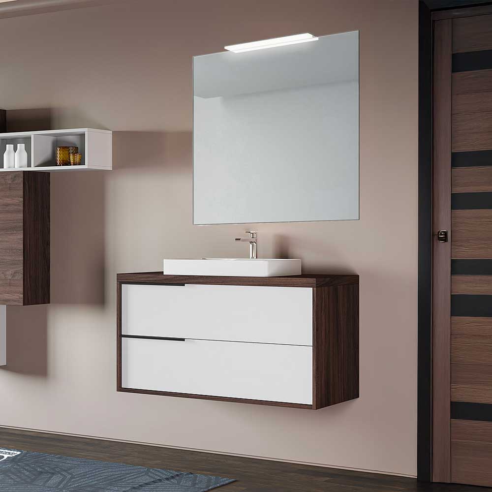 Composizione Mobile Da Bagno Iside Caffe'/Bianco Lucido