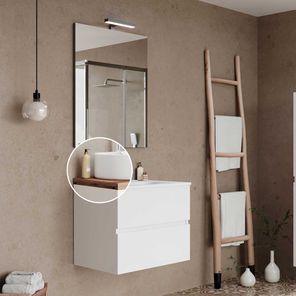 Composizione Mobile Da Bagno Sospeso Easy60 Bianco Lucido