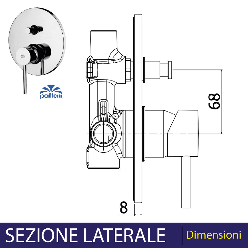 MISCELATORE INCASSO DOCCIA CON DEVIATORE "STICK" - img 4