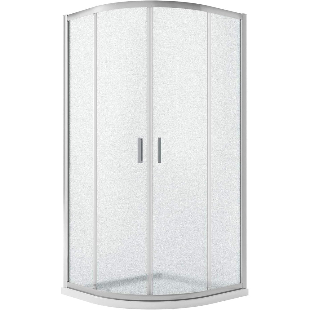 BOX DOCCIA SEMICIRCOLARE "TONGA" VETRO STAMPATO C Sp.6 mm PROFILO CROMO - img 2