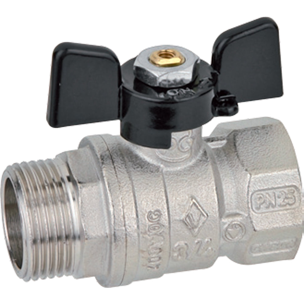 VALVOLA A SFERA PASSAGGIO STANDARD M/F CON FARFALLA ALLUMINIO BUGATTI - img 2