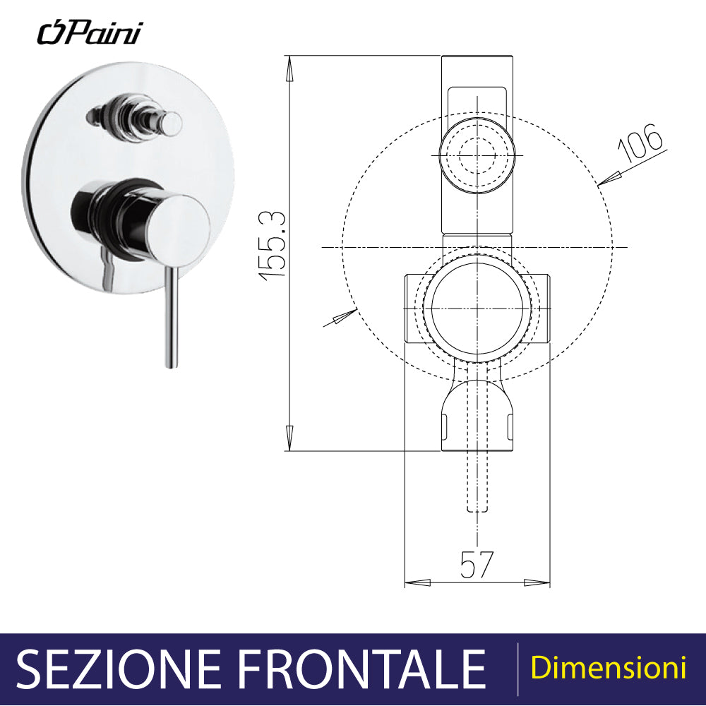MISCELATORE DOCCIA INCASSO CON DEVIATORE 'NEW DISCO' - img 4